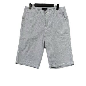 Tribal Chino Shorts Women's 8 White Blue Striped Stretch Bermuda Coastal